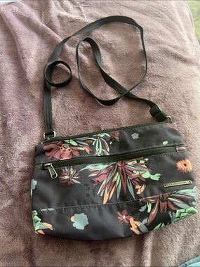 Dakine Black Floral Crossbody with Mint & Coral Accents